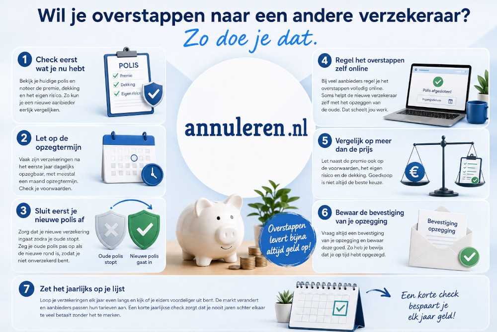 Overstappen naar verzekeraar: zo doe je dat. Tips van Annuleren.nl